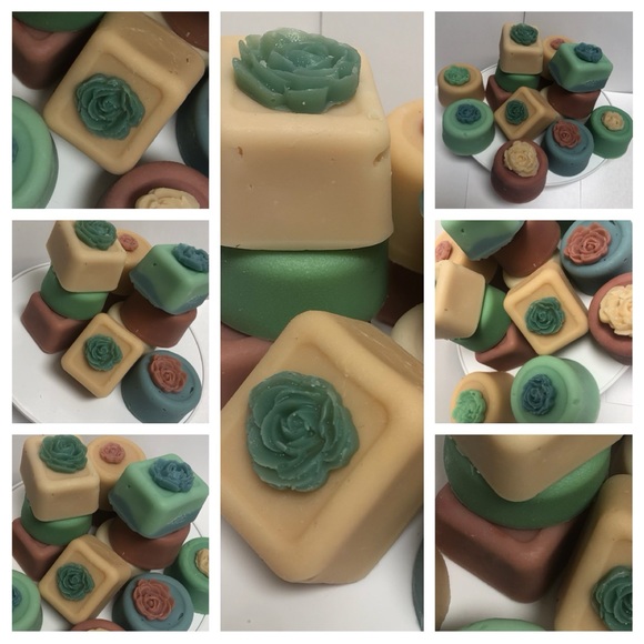 Handcrafted Floral Soap bars - Cream, Green, Blue and Rose 2 for $12 - Picture 1 of 6